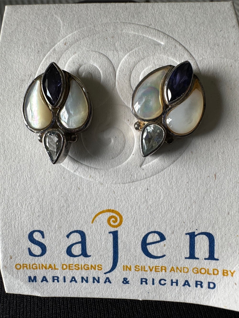 Sajen Iridescent Mother-of-Pearl and Amethyst Earrings - Sterling Silver